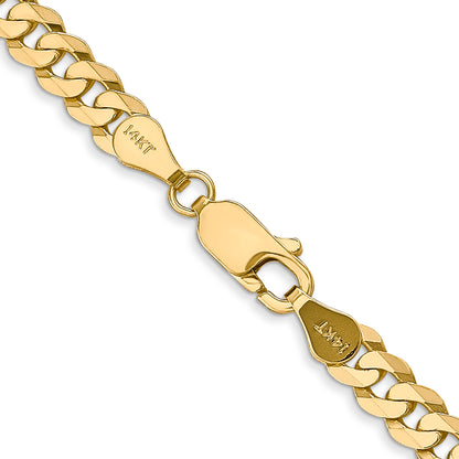 Solid 14K Yellow Gold 26 inch 4.75mm Flat Beveled Curb with Lobster Clasp Chain Necklace