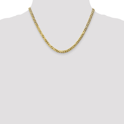 Solid 14K Yellow Gold 18 inch 4.75mm Flat Beveled Curb with Lobster Clasp Chain Necklace