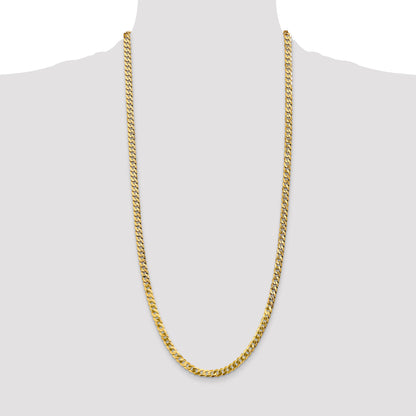 Solid 14K Yellow Gold 30 inch 4.75mm Flat Beveled Curb with Lobster Clasp Chain Necklace