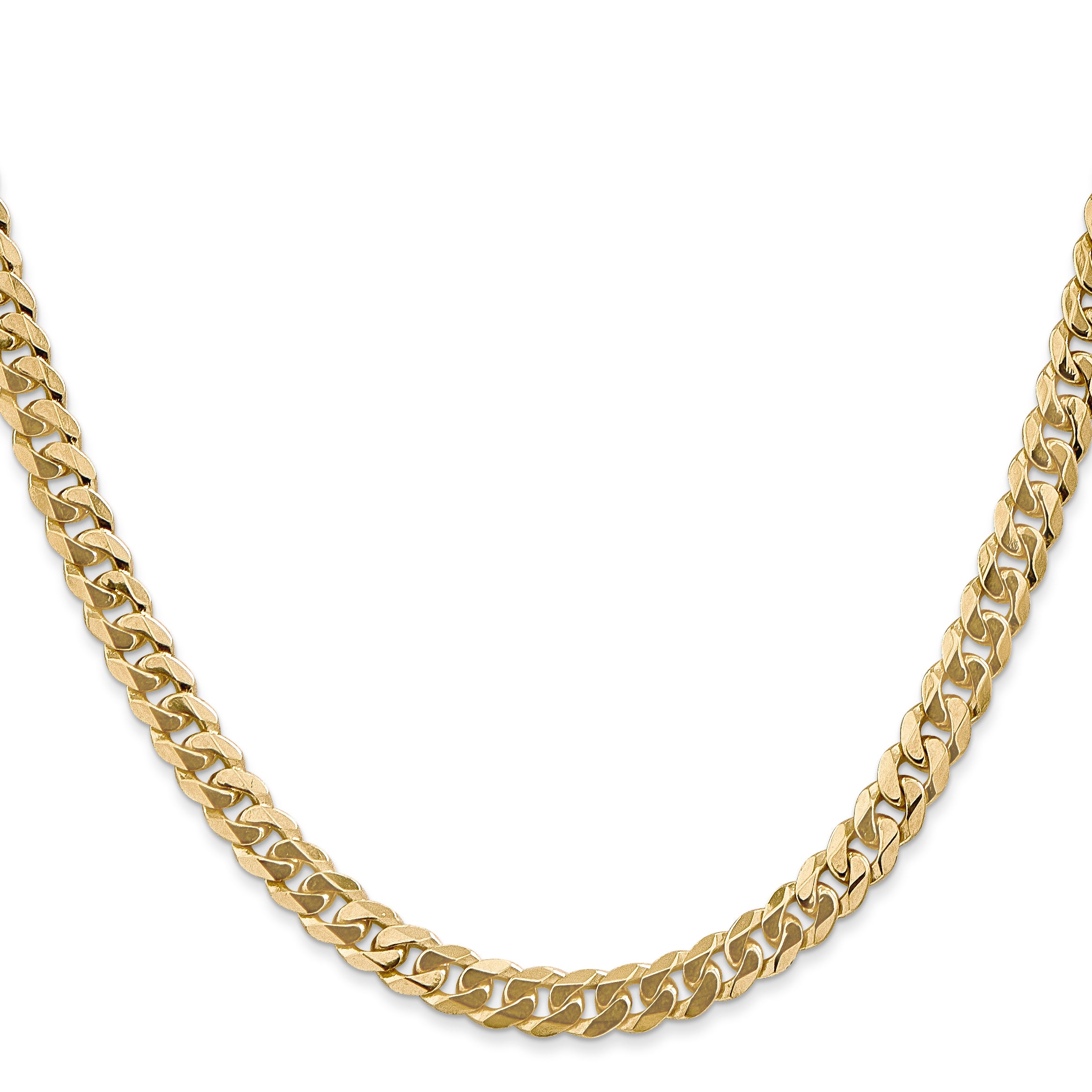 Solid 14K Yellow Gold 26 inch 5.75mm Flat Beveled Curb with Lobster Clasp Chain Necklace