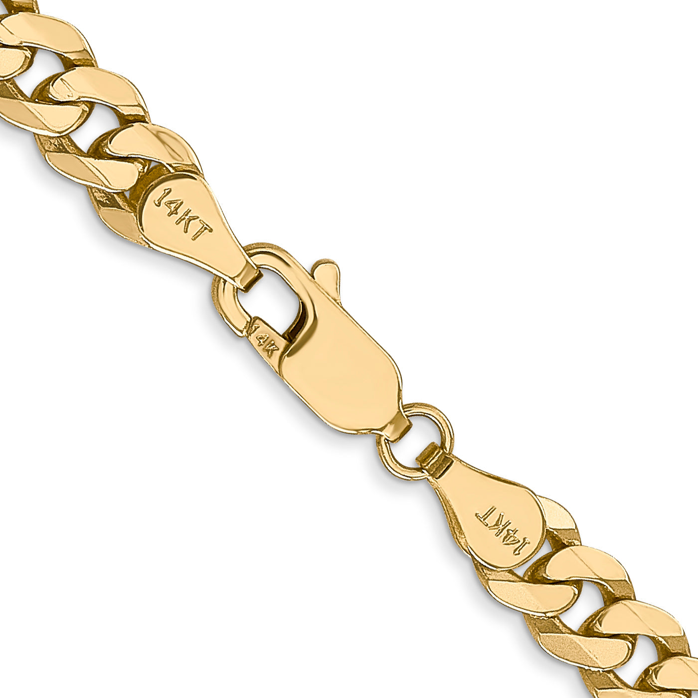 Solid 14K Yellow Gold 30 inch 5.75mm Flat Beveled Curb with Lobster Clasp Chain Necklace