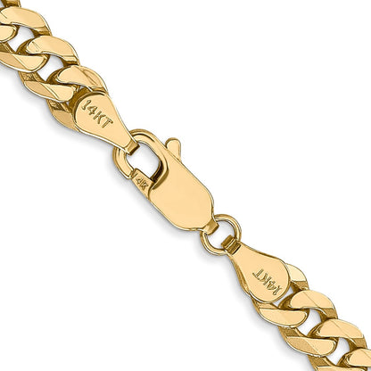 Solid 14K Yellow Gold 20 inch 5.75mm Flat Beveled Curb with Lobster Clasp Chain Necklace