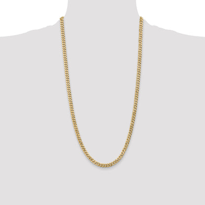 Solid 14K Yellow Gold 28 inch 5.75mm Flat Beveled Curb with Lobster Clasp Chain Necklace
