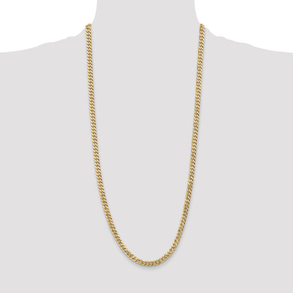 Solid 14K Yellow Gold 30 inch 5.75mm Flat Beveled Curb with Lobster Clasp Chain Necklace