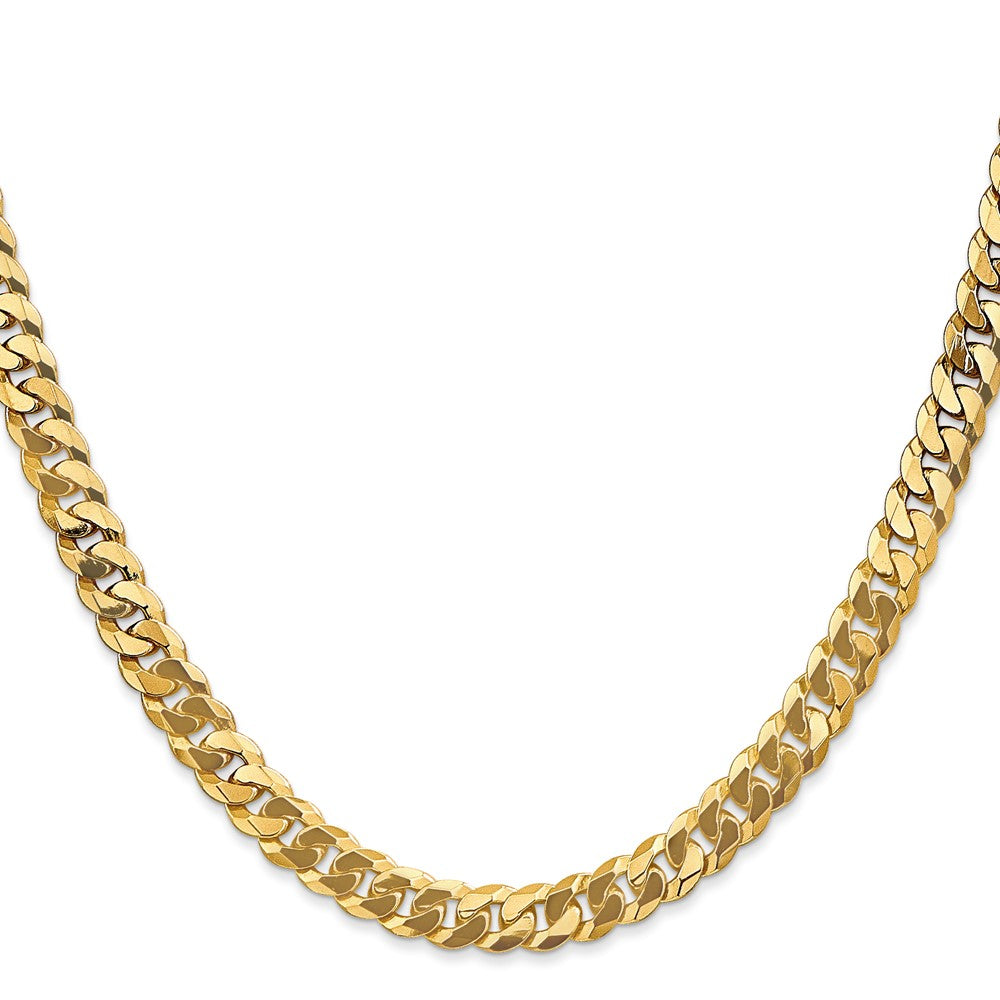 Solid 14K Yellow Gold 22 inch 6.25mm Flat Beveled Curb with Lobster Clasp Chain Necklace