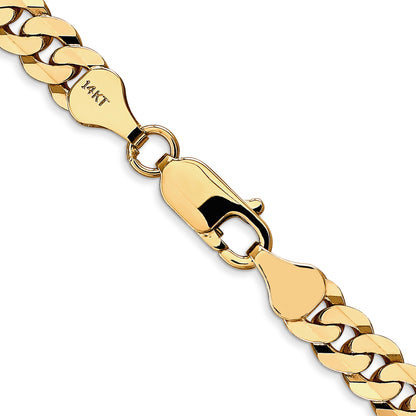 Solid 14K Yellow Gold 30 inch 6.25mm Flat Beveled Curb with Lobster Clasp Chain Necklace