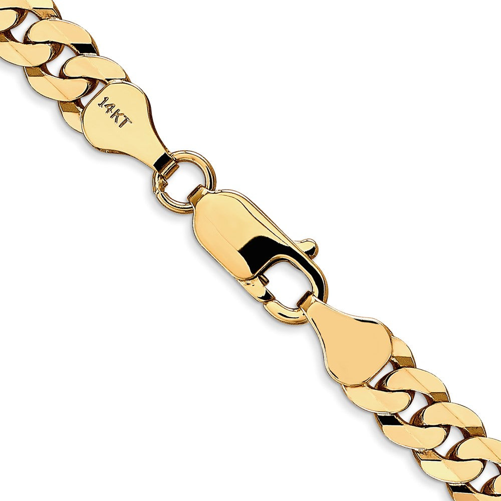 Solid 14K Yellow Gold 22 inch 6.25mm Flat Beveled Curb with Lobster Clasp Chain Necklace