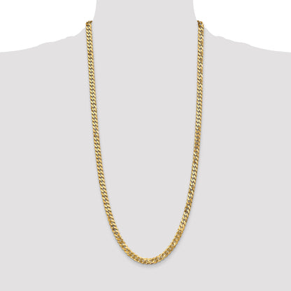 Solid 14K Yellow Gold 30 inch 6.25mm Flat Beveled Curb with Lobster Clasp Chain Necklace