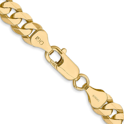 Solid 14K Yellow Gold 30 inch 7.25mm Flat Beveled Curb with Lobster Clasp Chain Necklace