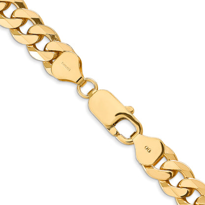 Solid 14K Yellow Gold 30 inch 8mm Flat Beveled Curb with Lobster Clasp Chain Necklace