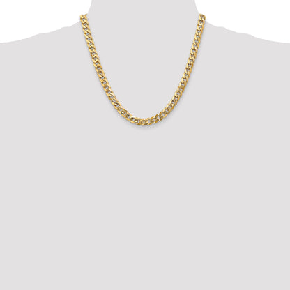 Solid 14K Yellow Gold 20 inch 8mm Flat Beveled Curb with Lobster Clasp Chain Necklace