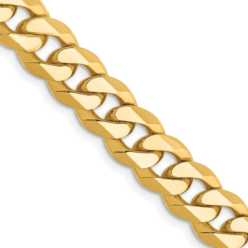 14k Yellow Gold 8.5mm Flat Beveled Curb Chain Necklace