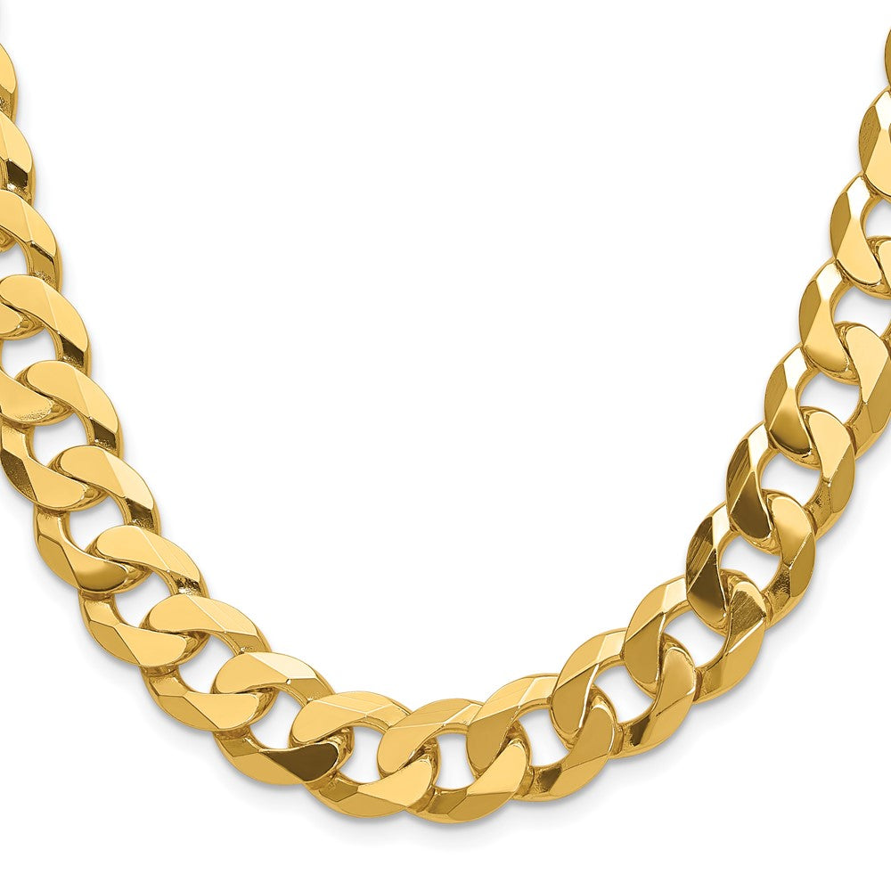 14k Yellow Gold 12.0mm Flat Beveled Curb Chain Necklace