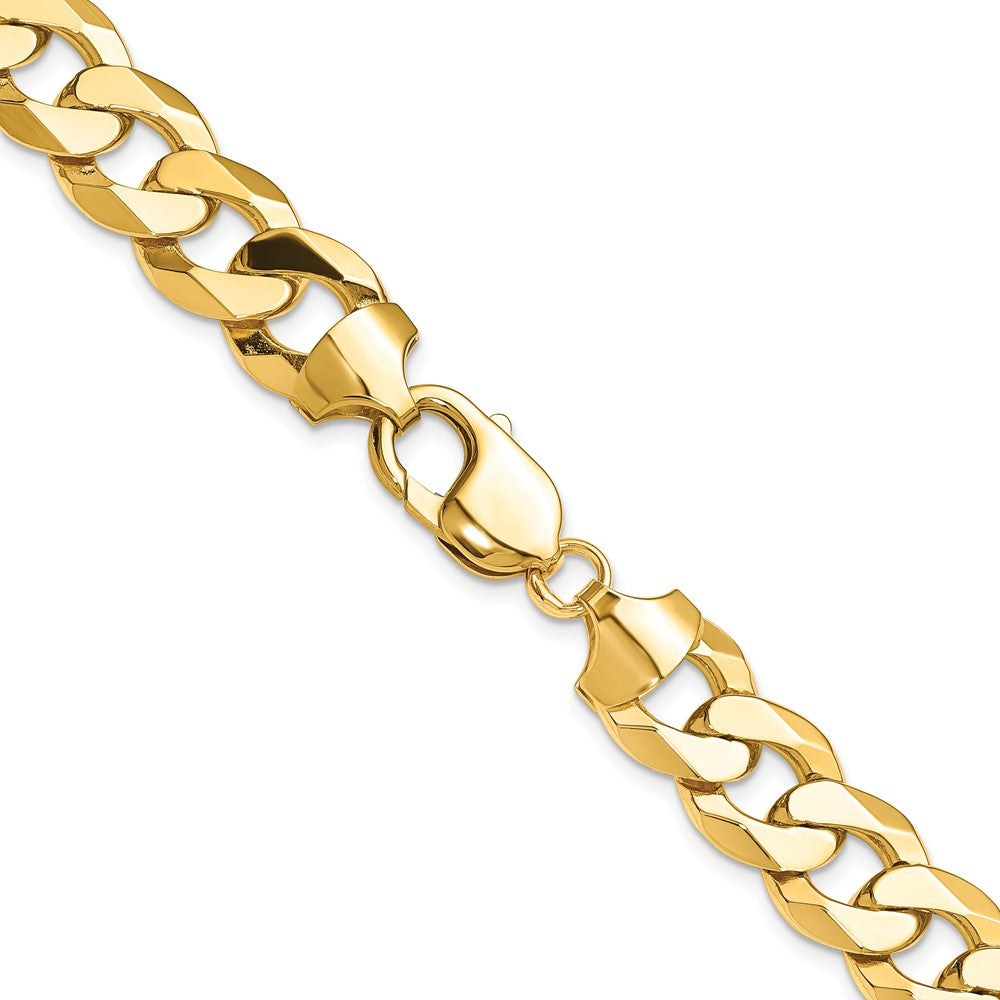 14k Yellow Gold 12.0mm Flat Beveled Curb Chain Necklace