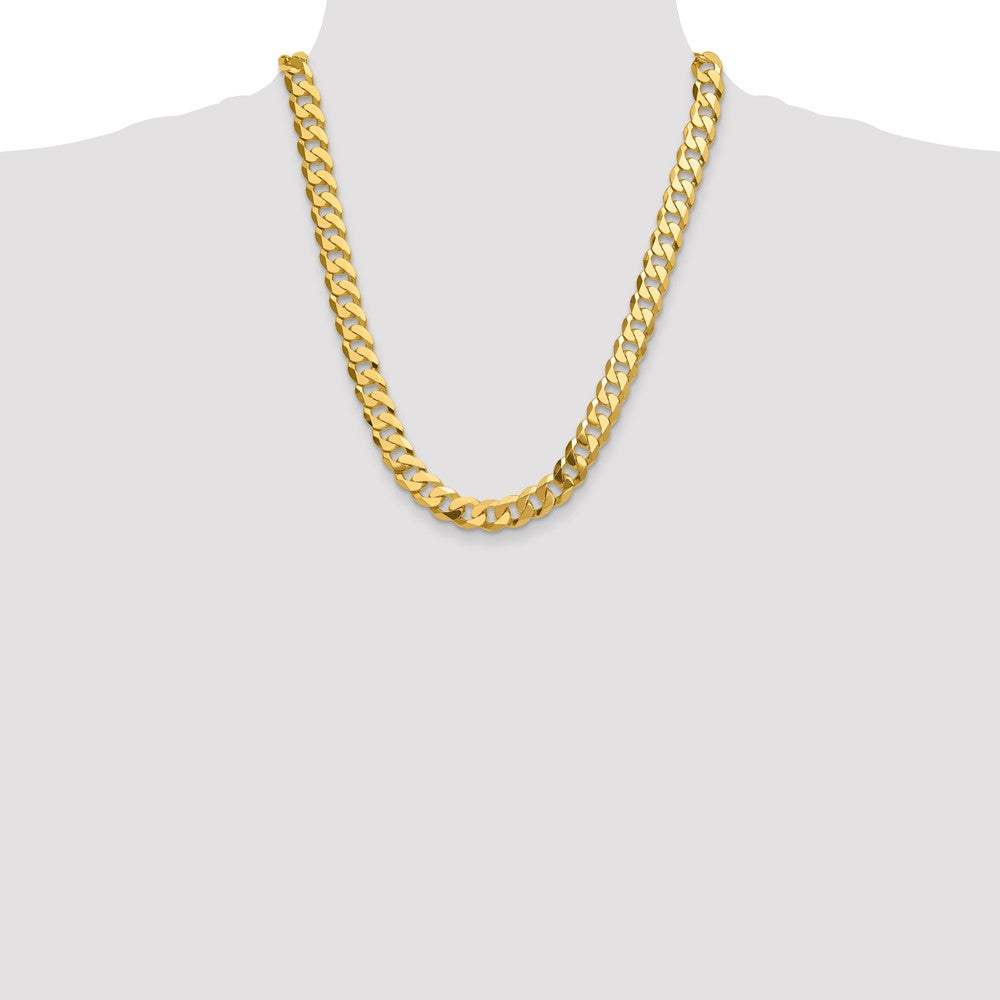 14k Yellow Gold 12.0mm Flat Beveled Curb Chain Necklace