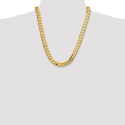 14k Yellow Gold 12.0mm Flat Beveled Curb Chain Necklace