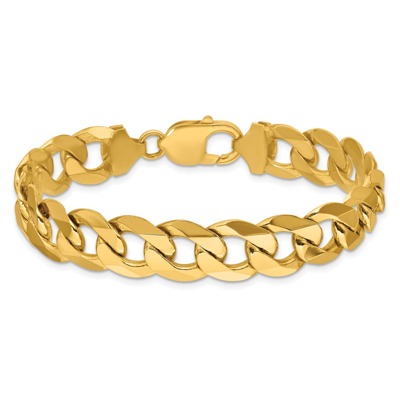 14k Yellow Gold 12.0mm Flat Beveled Curb Chain Bracelet