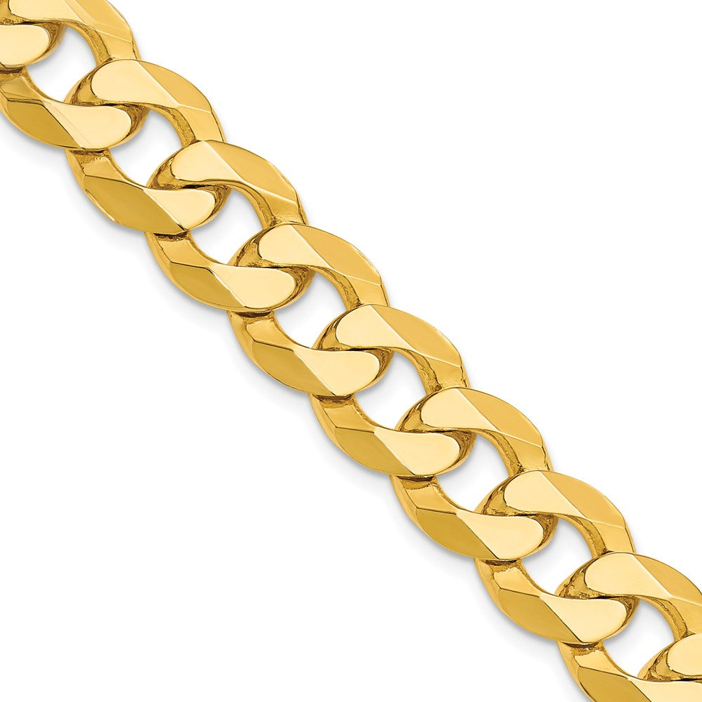 14k Yellow Gold 12.0mm Flat Beveled Curb Chain Necklace