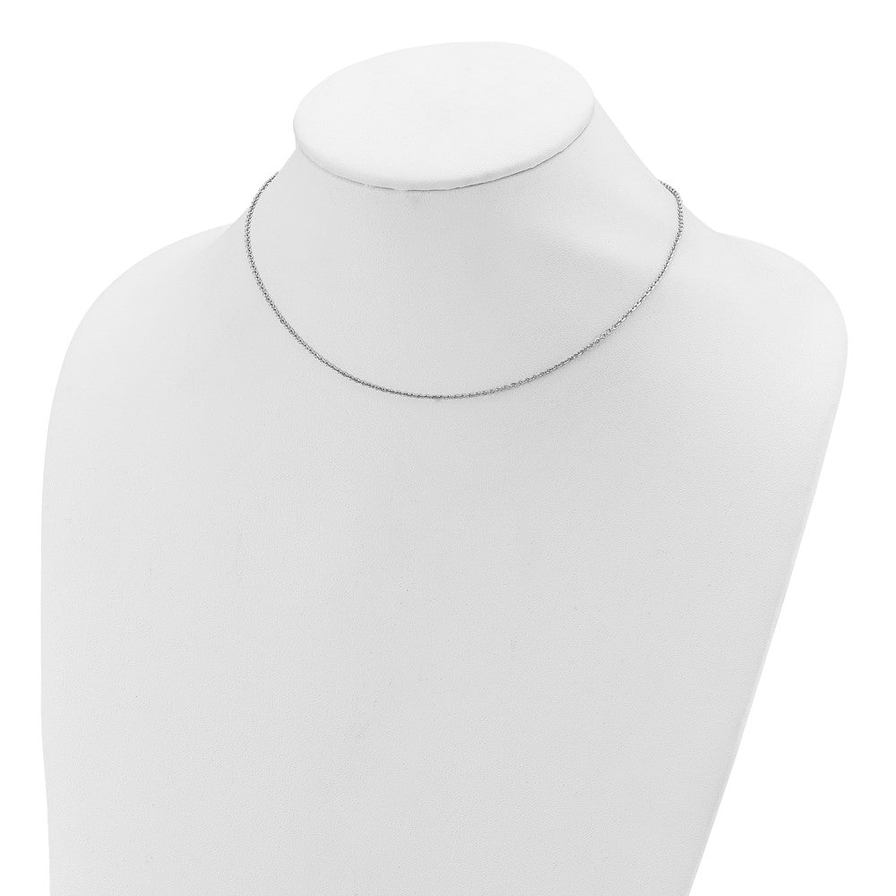 18 Inch Sterling Silver Ss Rh Plate Polish/Dia Cut 1.45mm Cable 1In+1In Adjustable Chain Necklace