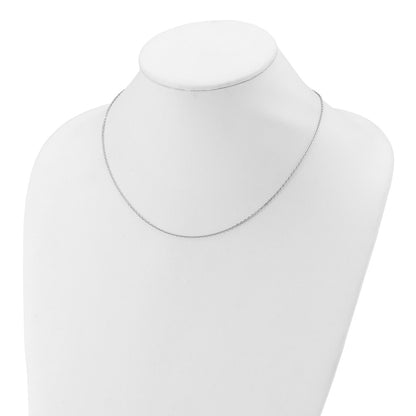 18 Inch Sterling Silver Ss Rh Plat Polished/Dia Cut 1.4mm Cable 1In+1In Adjustable Chain Necklace
