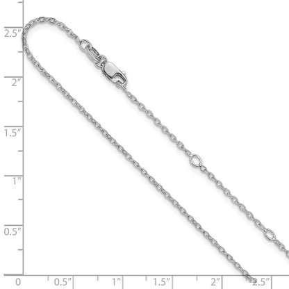 18 Inch Sterling Silver Ss Rh Plat Polished/Dia Cut 1.4mm Cable 1In+1In Adjustable Chain Necklace