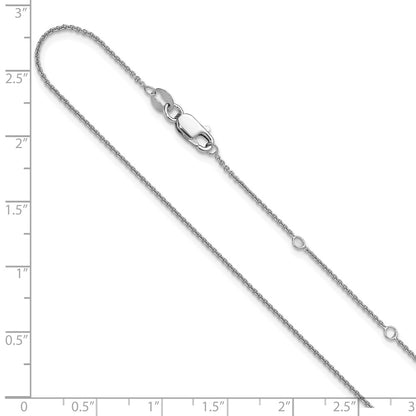 18 Inch Sterling Silver Rh Plated .95mm Rolo 1In+1In Adjustable Chain Necklace