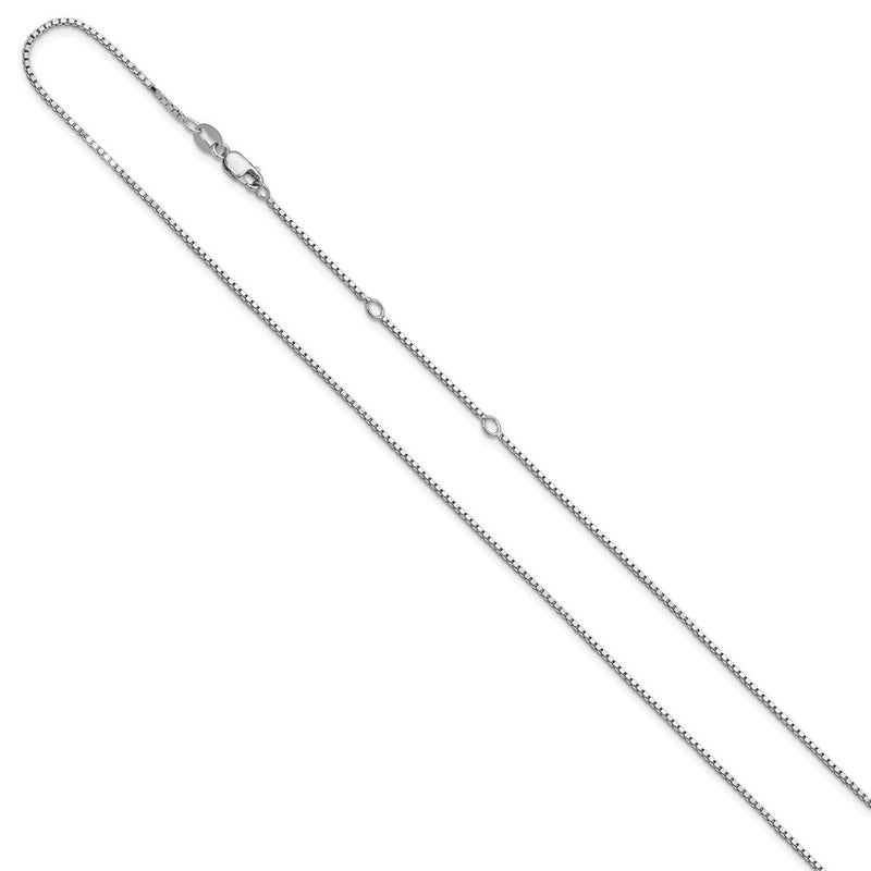 18 Inch Sterling Silver Ss Rh Plated 1.1mm Box 1In+1In Adjustable Chain Necklace