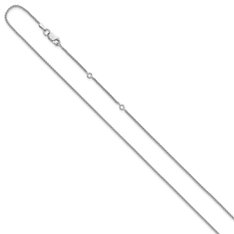 18 Inch Sterling Silver Rh Plated 1.3mm Spiga 1In+1In Adjustable Chain Necklace