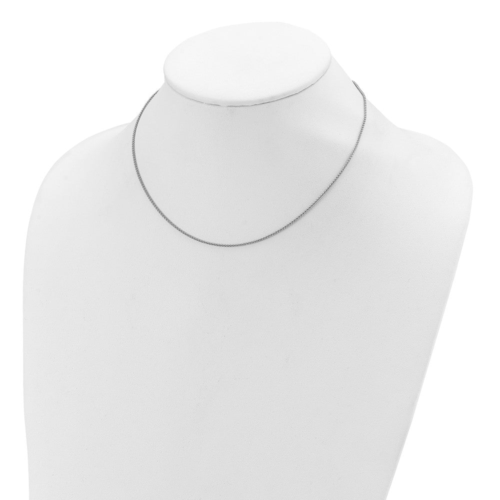 18 Inch Sterling Silver Rh Plated 1.3mm Spiga 1In+1In Adjustable Chain Necklace
