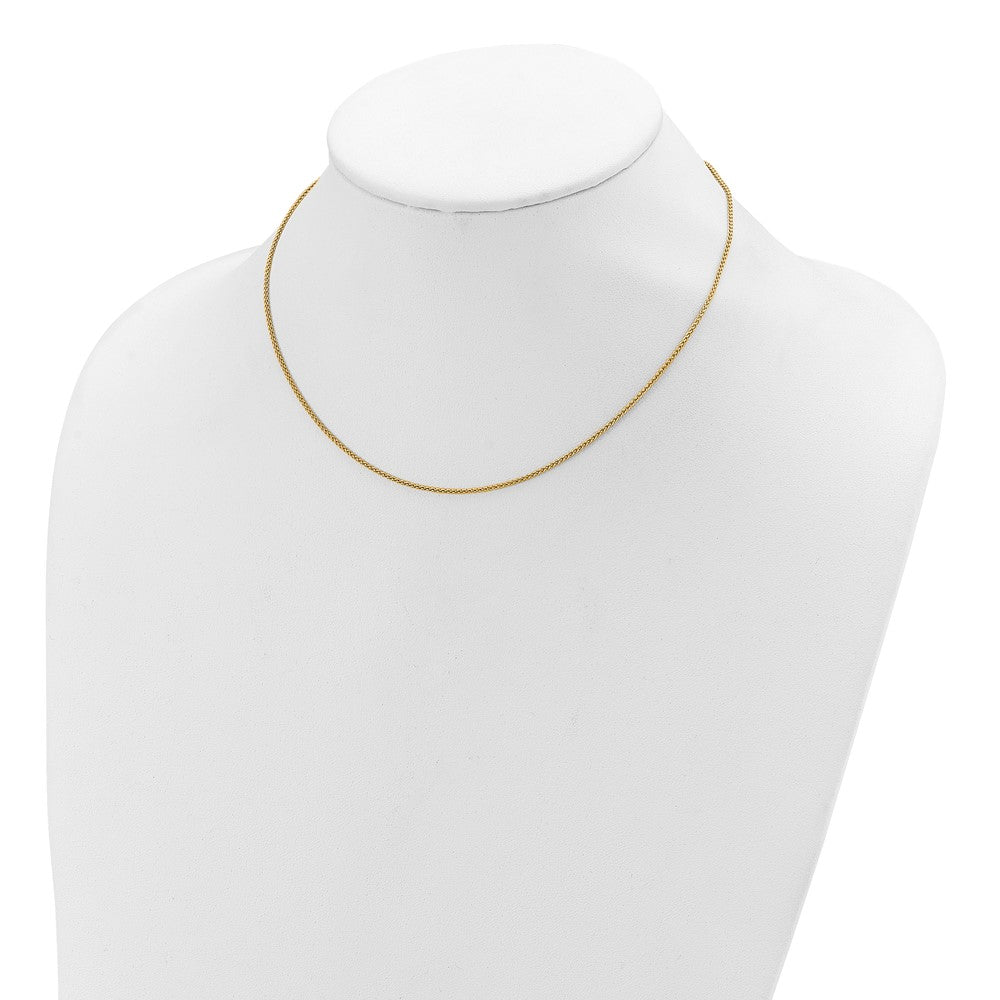 18 Inch Gold Plated Sterling Silver 1.3mm Spiga 1In+1In Adjustable Chain Necklace