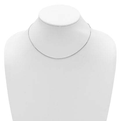 18 Inch Sterling Silver Ss Rh Plated 1.2mm Box 1In+1In Adjustable Chain Necklace