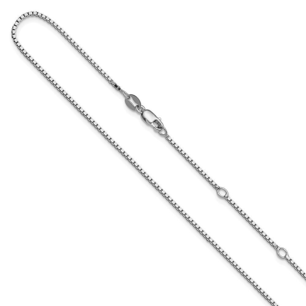 18 Inch Sterling Silver Ss Rh Plated 1.2mm Box 1In+1In Adjustable Chain Necklace