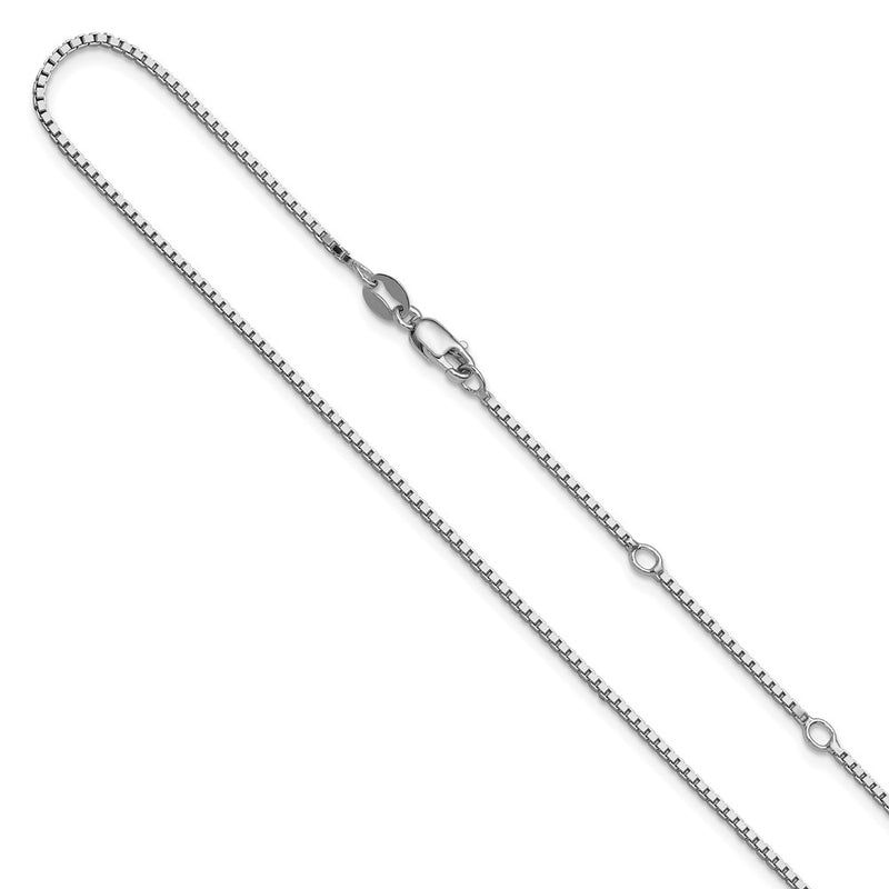 18 Inch Sterling Silver Ss Rh Plated 1.2mm Box 1In+1In Adjustable Chain Necklace