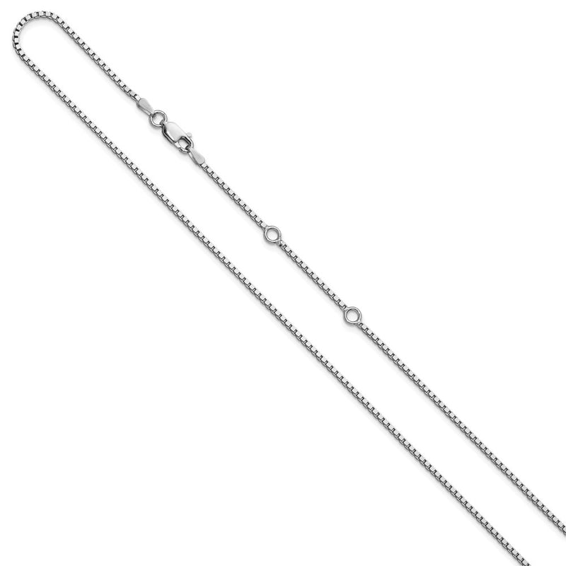 18 Inch Sterling Silver Ss Rh Plated 1.5mm Box 1In+1In Adjustable Chain Necklace