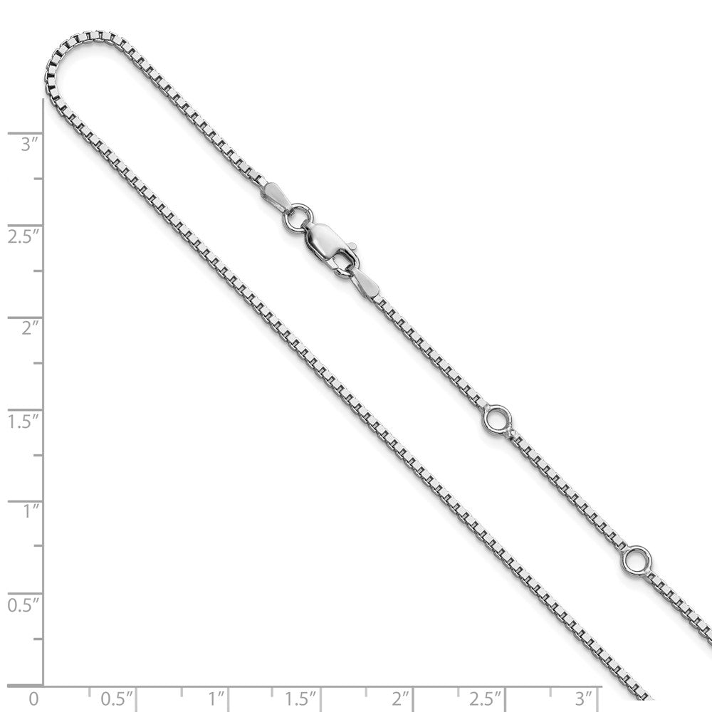 18 Inch Sterling Silver Ss Rh Plated 1.5mm Box 1In+1In Adjustable Chain Necklace