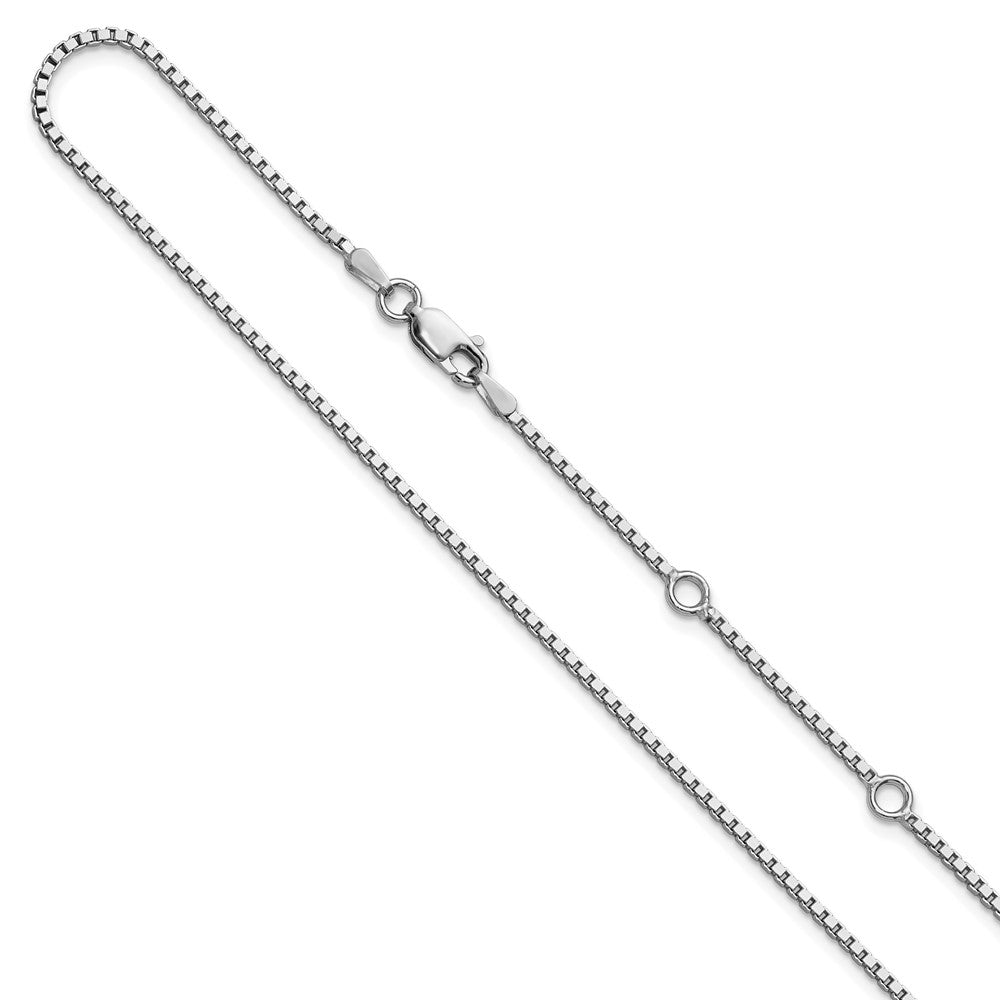 18 Inch Sterling Silver Ss Rh Plated 1.5mm Box 1In+1In Adjustable Chain Necklace