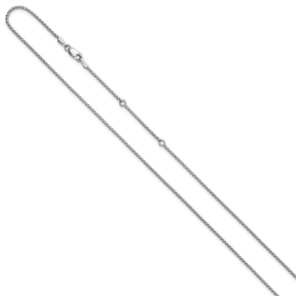 18 Inch Sterling Silver Rh Plated 1.3mm Round Box 1In+1In Adj. Chain Necklace