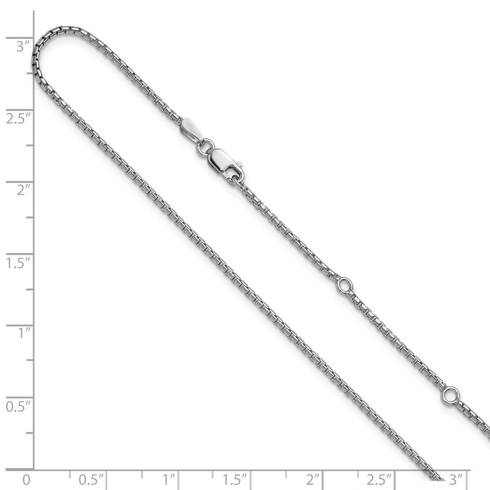 Sterling Silver Rh Plated 1.2mm Diamond Cut 1In+1In Adjustable Cha