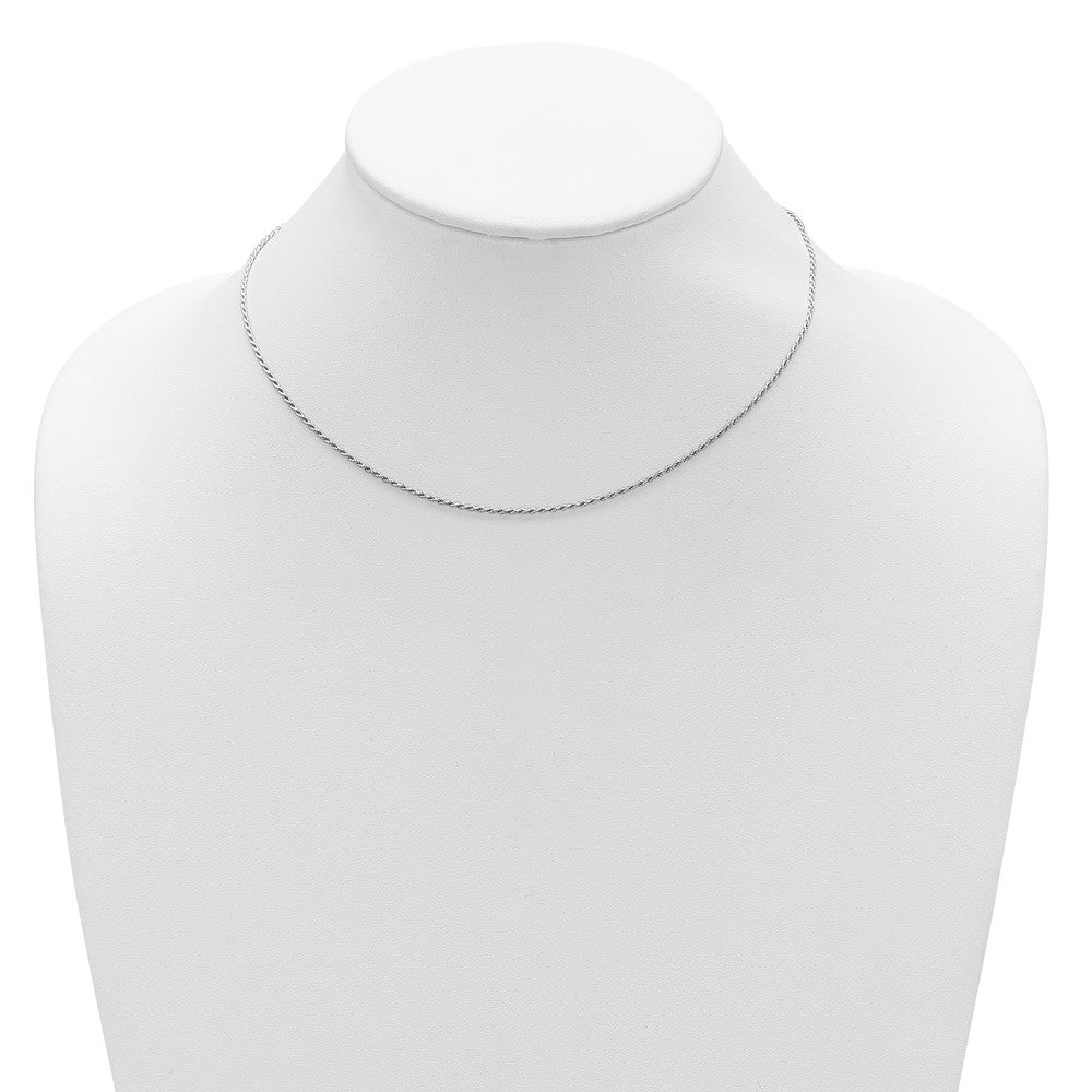 18 Inch Sterling Silver Rh Plt 1.2mm D/C Rope 1In+1In Adjustable Chain Necklace