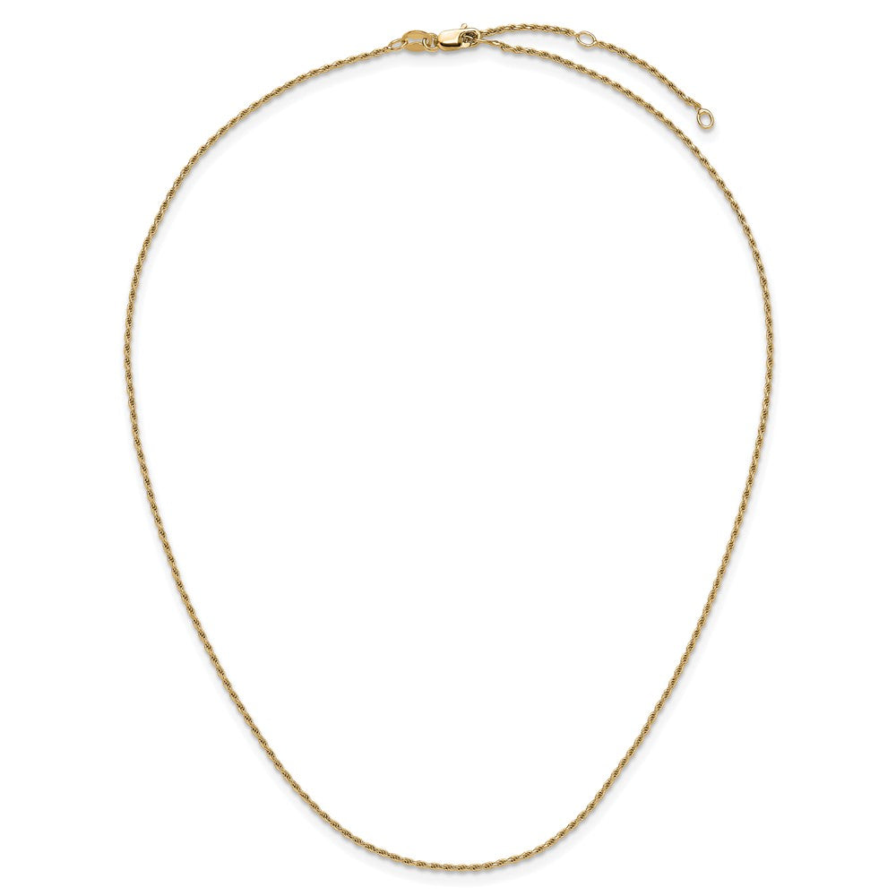 Gold Plated Sterling Silver 1.2mm D/C Rope 1In+1In Adjustable Chai