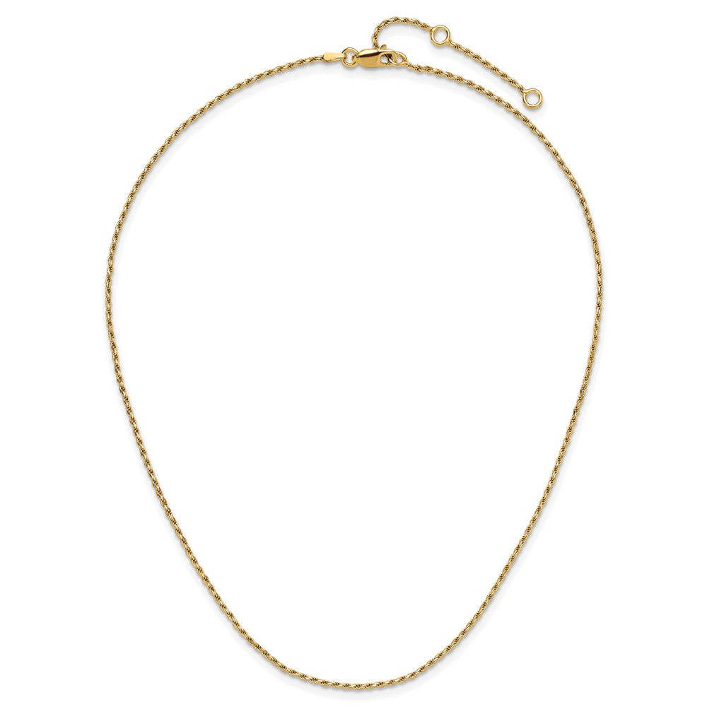 Gold Plated Sterling Silver 1.4mm D/C Rope 1In+1In Adjustable Chai