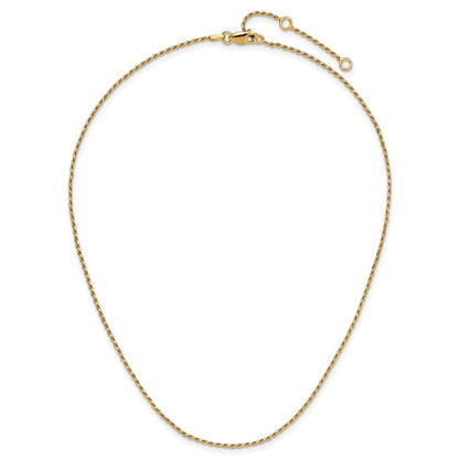 Gold Plated Sterling Silver 1.4mm D/C Rope 1In+1In Adjustable Chai