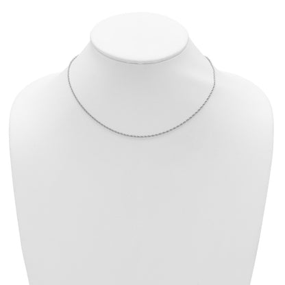 18 Inch Sterling Silver Rh Plt 1.35mm Loose Rope 1In+1In Adjustable Chain Necklace