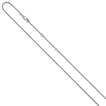 18 Inch Sterling Silver Rh Plt 1.2mm D/C Popcorn 1In+1In Adjustable Chain Necklace