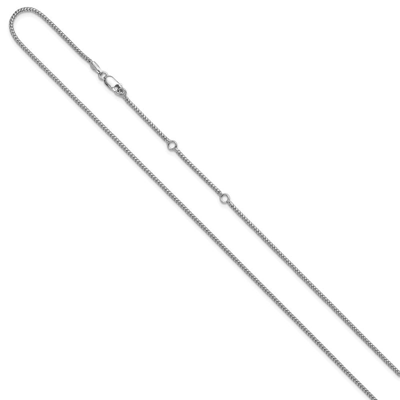 18 Inch Sterling Silver Rh Plt 1.4mm Popcorn 1In+1In Adjustable Chain Necklace