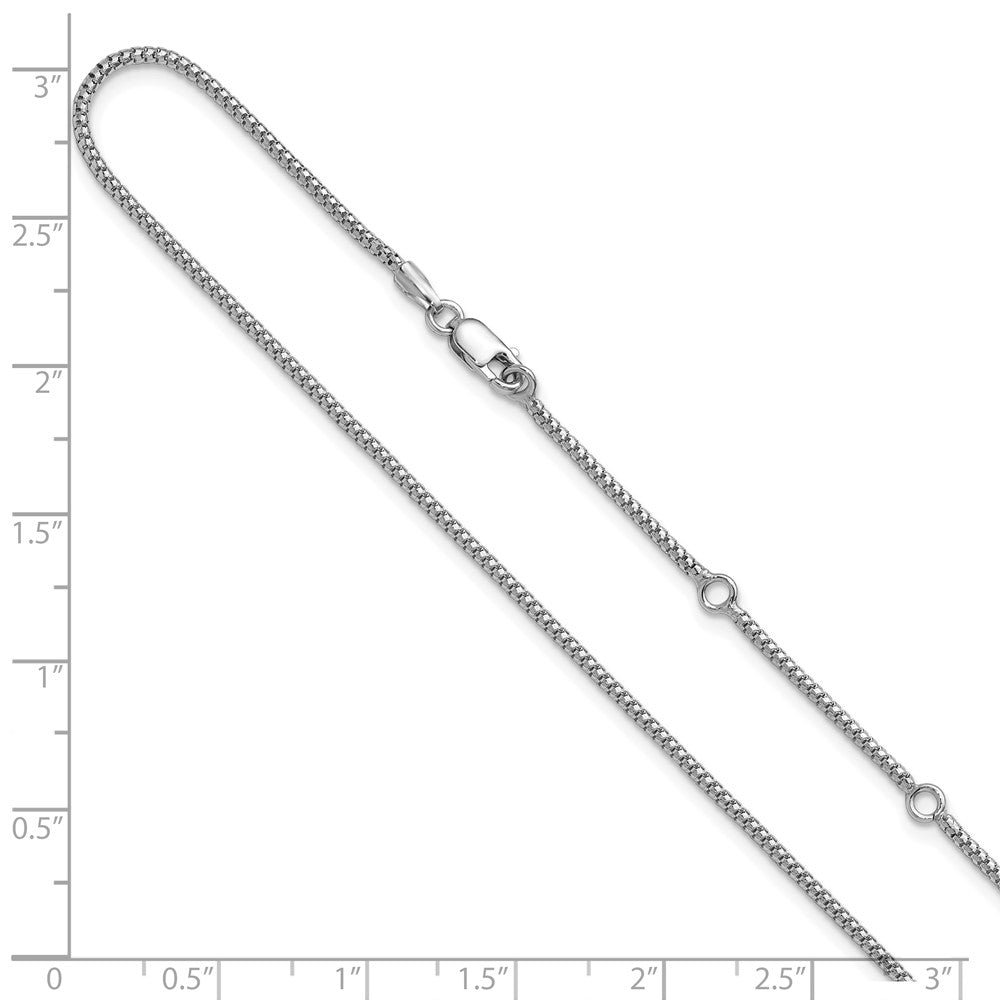 18 Inch Sterling Silver Rh Plt 1.4mm Popcorn 1In+1In Adjustable Chain Necklace