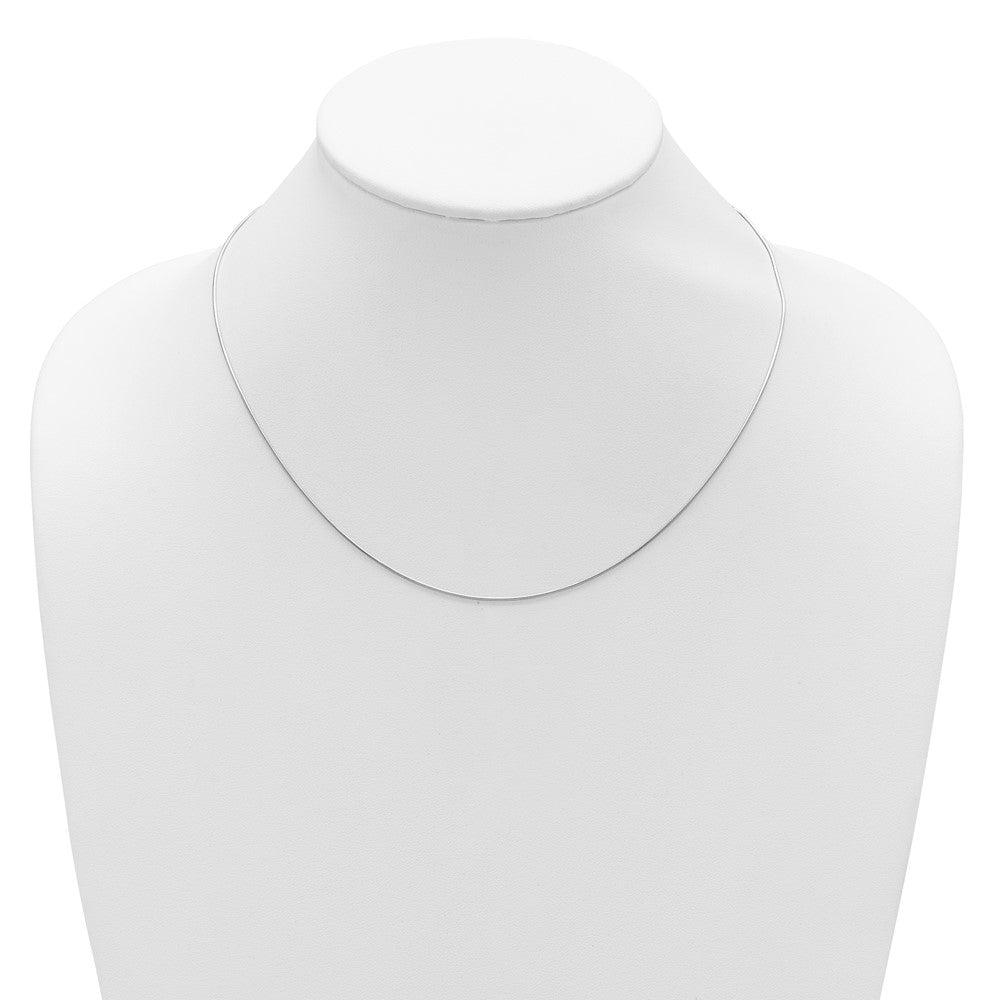 18 Inch Sterling Silver Ss Rh Plat .95mm Round Snake 1In+1In Adjustable Chain Necklace