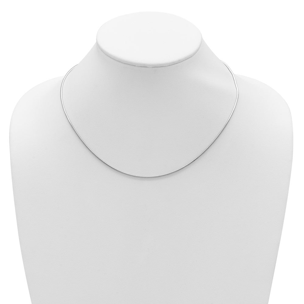 18 Inch Sterling Silver Ss Rh Plat 1.6mm Round Snake 1In+1In Adjustable Chain Necklace