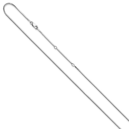 18 Inch Sterling Silver Ss Rh Plated 1.2mm D/C Square Snake 1In+1In Adjustable Chain Necklace