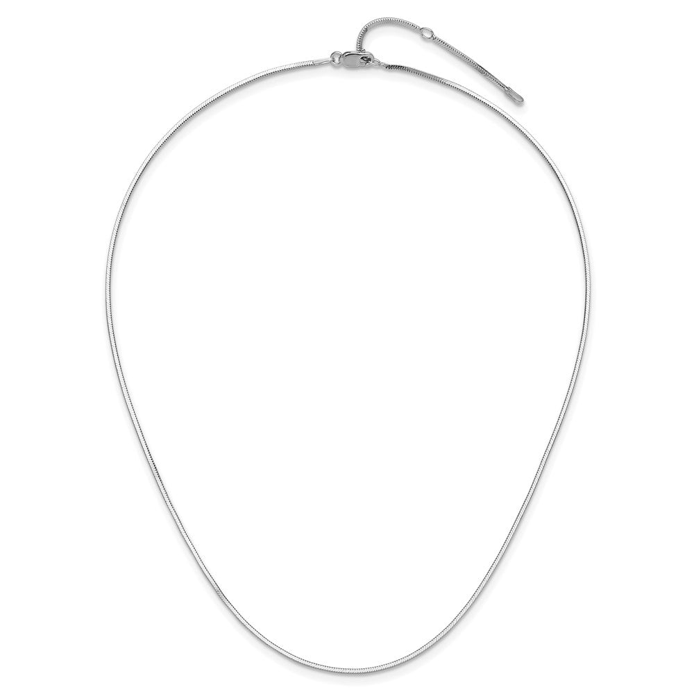 18 Inch Sterling Silver Ss Rh Plated 1.2mm D/C Square Snake 1In+1In Adjustable Chain Necklace